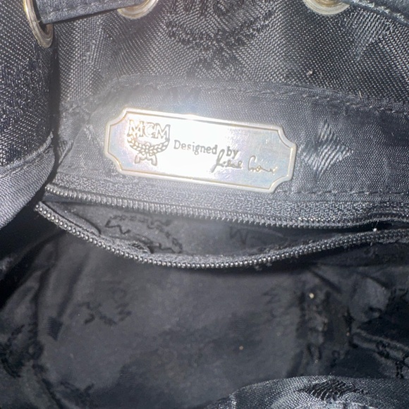 MCM Black Monogram Bucket Crossbody with Gold Chain - Picture 6 of 7